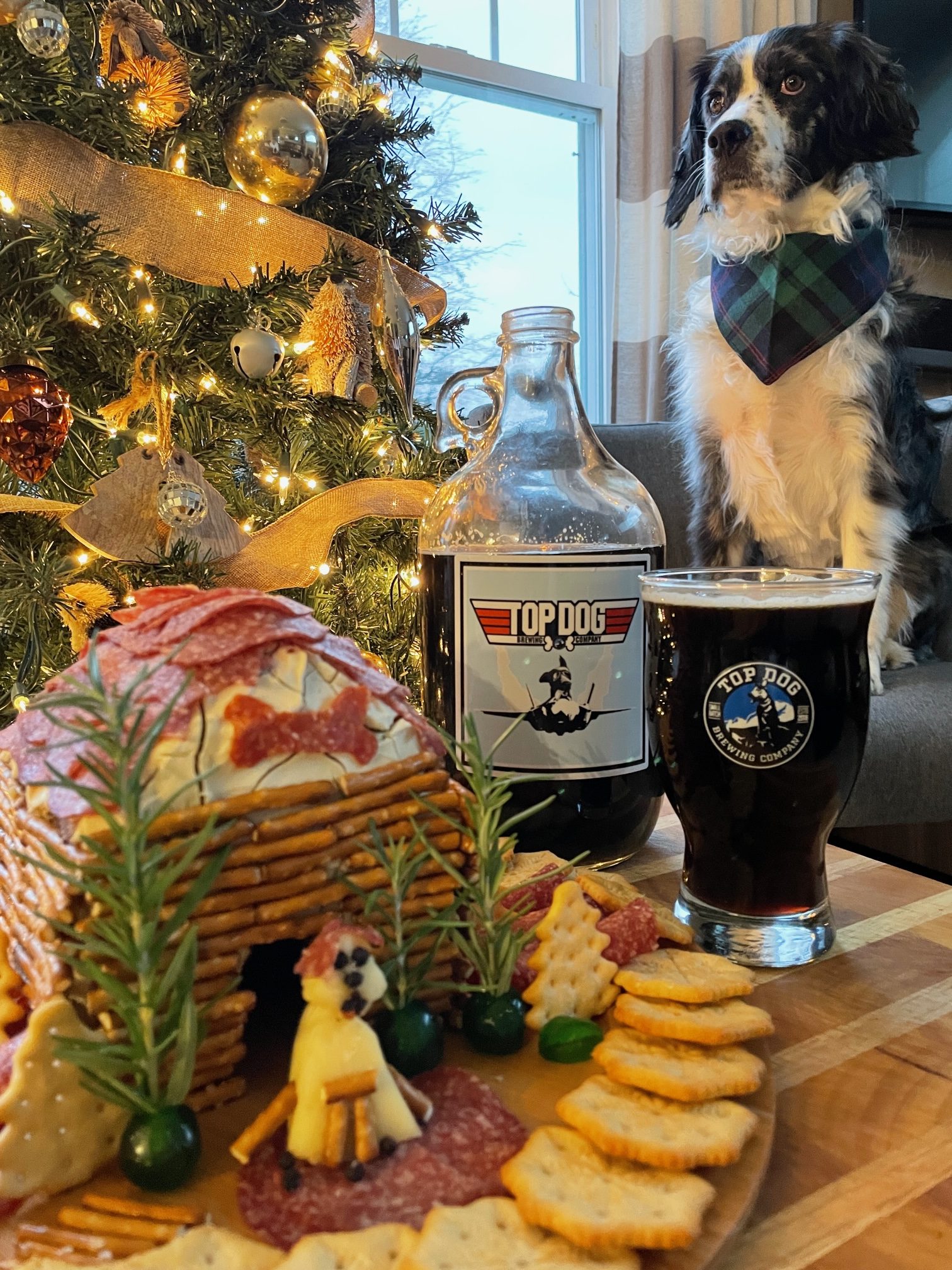 Featured image for “Top Dog Brewing Co. Gingerbread Cookie Porter with a Charcuterie Dog Chalet.”