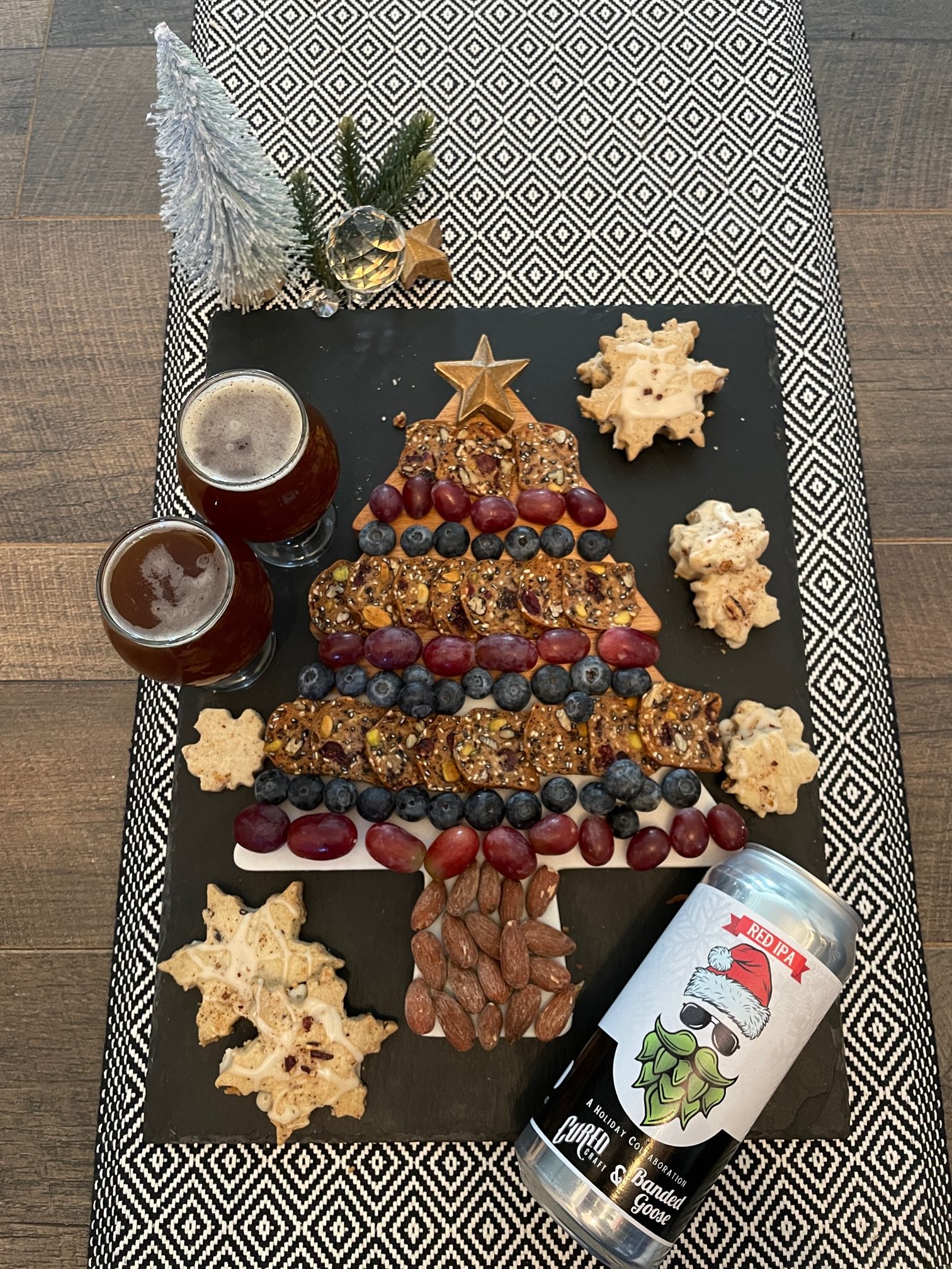 Featured image for “Holiday Red IPA by Banded Goose and Cured Craft Breweries with Brown Butter Maple Pecan Cookies.”